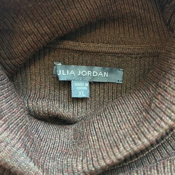 Julia Jordan Fit and Flare Long Sleeve Rib Knit Sweater Dress Brown Sz XL Midi - Picture 11 of 13